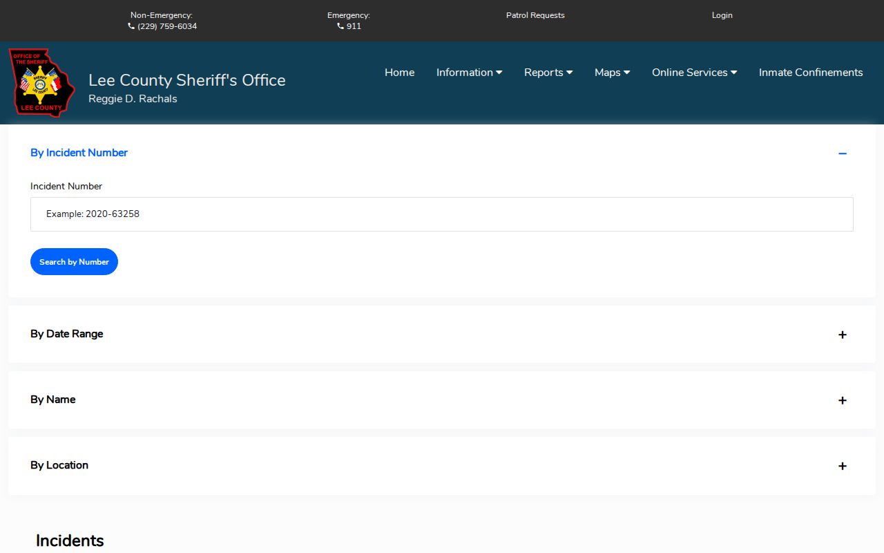 Lee County Citizen Connect incident search controls