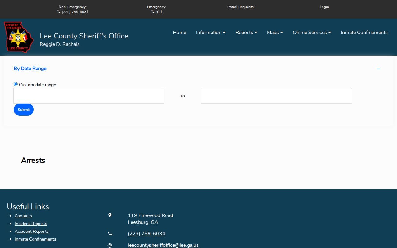 Lee County criminal history arrest date search form