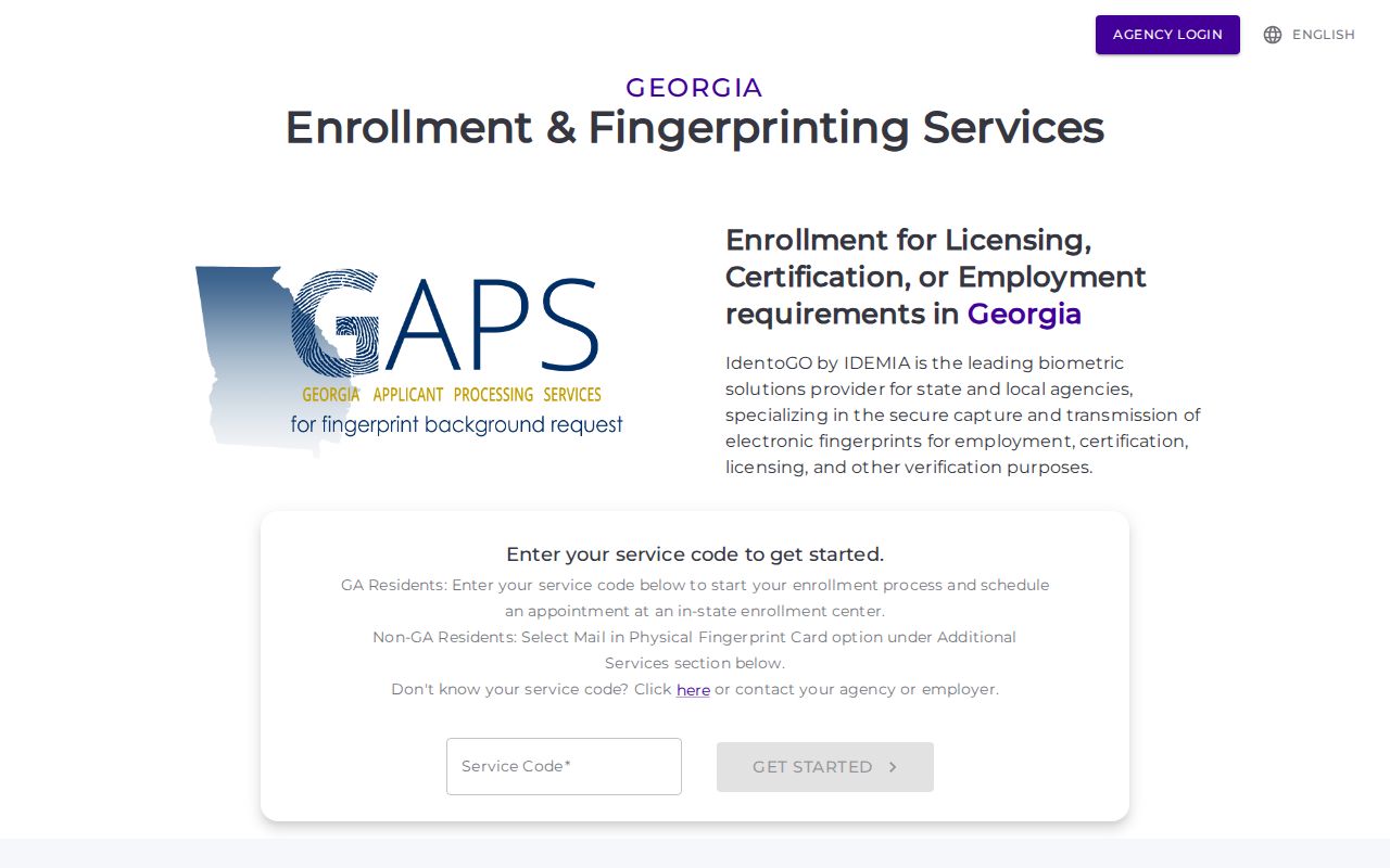Lee County criminal history GAPS fingerprint registration